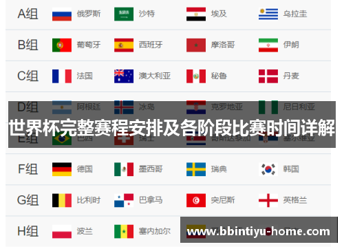 世界杯完整赛程安排及各阶段比赛时间详解